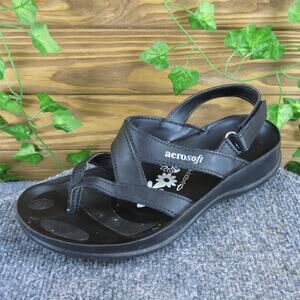 Aerosoft Women's Sport Sandals Black Synthetic Sz 39 Medium Gently Used 2025